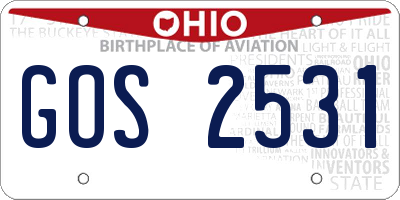 OH license plate GOS2531
