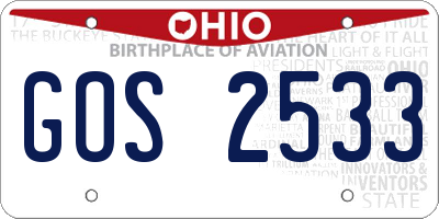 OH license plate GOS2533