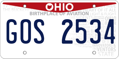 OH license plate GOS2534