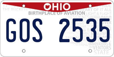 OH license plate GOS2535