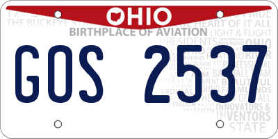 OH license plate GOS2537