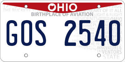 OH license plate GOS2540