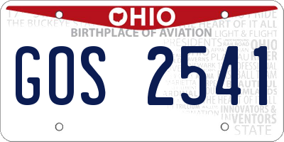 OH license plate GOS2541