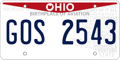 OH license plate GOS2543