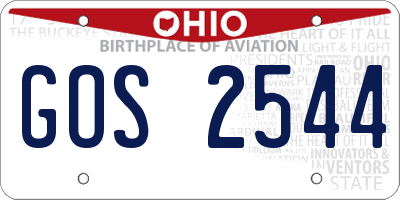 OH license plate GOS2544