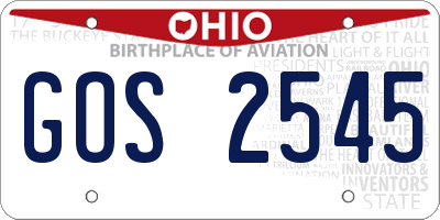 OH license plate GOS2545