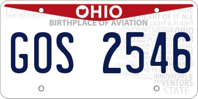 OH license plate GOS2546