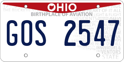 OH license plate GOS2547