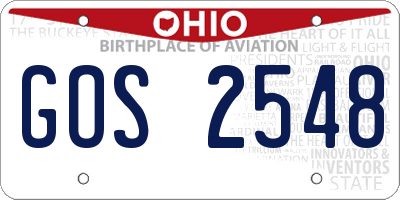 OH license plate GOS2548