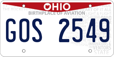 OH license plate GOS2549