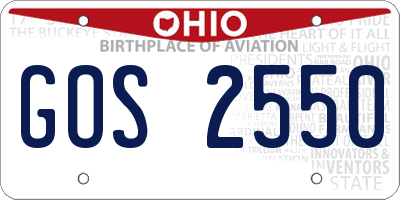 OH license plate GOS2550