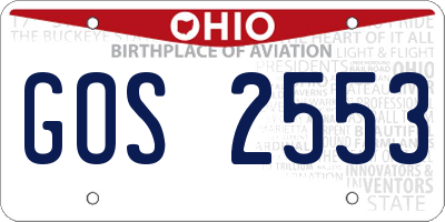 OH license plate GOS2553