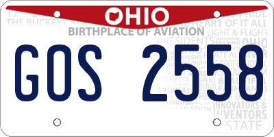 OH license plate GOS2558