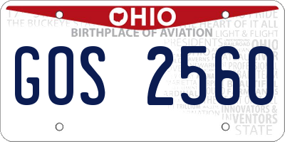 OH license plate GOS2560
