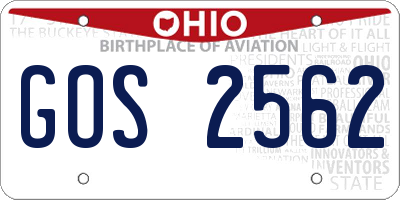 OH license plate GOS2562