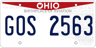 OH license plate GOS2563