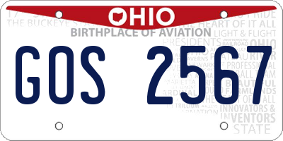 OH license plate GOS2567