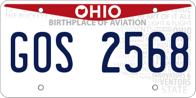 OH license plate GOS2568