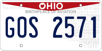 OH license plate GOS2571