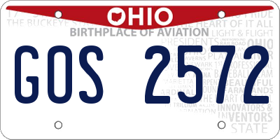 OH license plate GOS2572