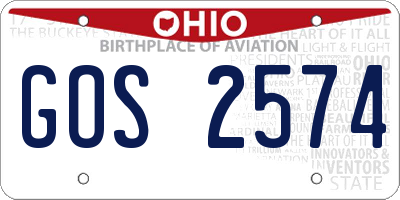 OH license plate GOS2574