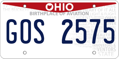 OH license plate GOS2575