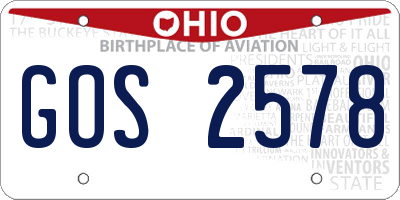 OH license plate GOS2578