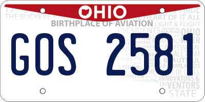 OH license plate GOS2581