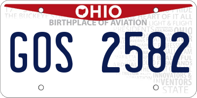 OH license plate GOS2582