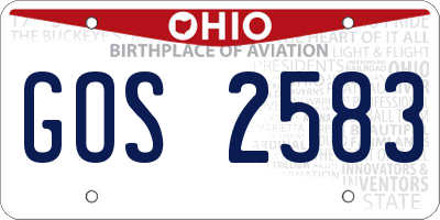 OH license plate GOS2583