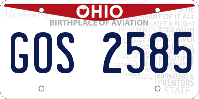 OH license plate GOS2585