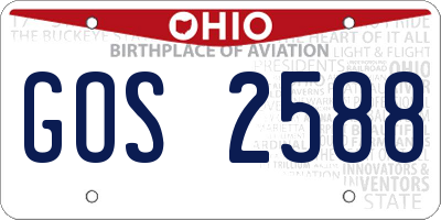 OH license plate GOS2588