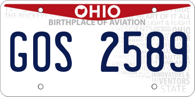 OH license plate GOS2589