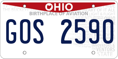 OH license plate GOS2590