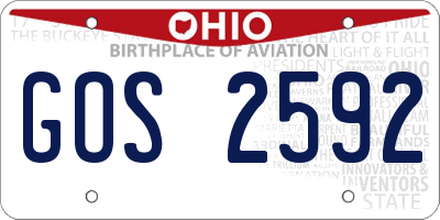 OH license plate GOS2592