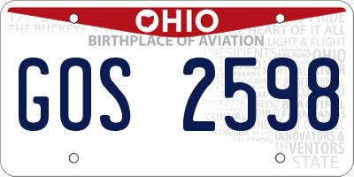 OH license plate GOS2598