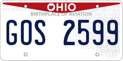 OH license plate GOS2599