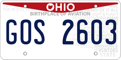 OH license plate GOS2603