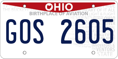 OH license plate GOS2605