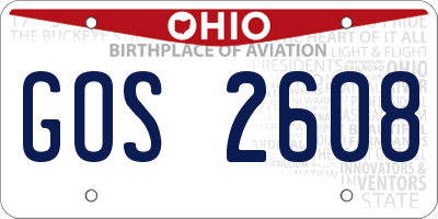 OH license plate GOS2608