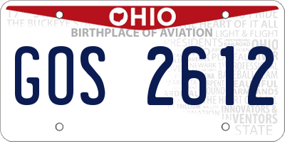 OH license plate GOS2612