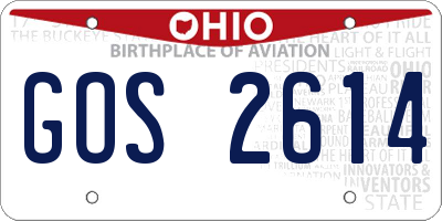 OH license plate GOS2614