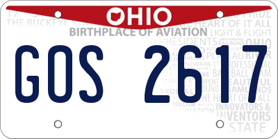 OH license plate GOS2617