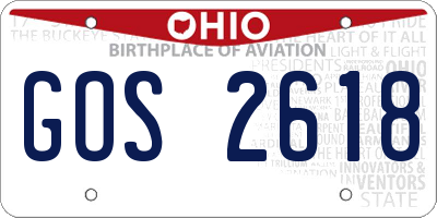OH license plate GOS2618