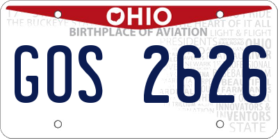 OH license plate GOS2626