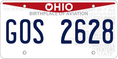 OH license plate GOS2628