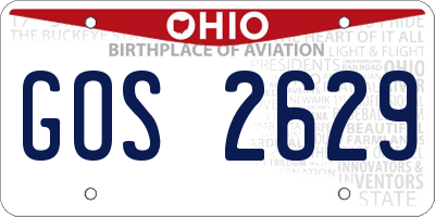 OH license plate GOS2629