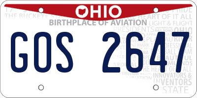 OH license plate GOS2647