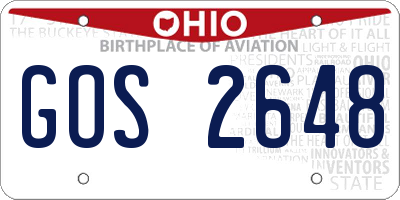OH license plate GOS2648
