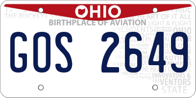 OH license plate GOS2649
